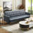 Modern Velvet Convertible Sofa Bed With Tufted Design & Golden Metal Legs-554769057