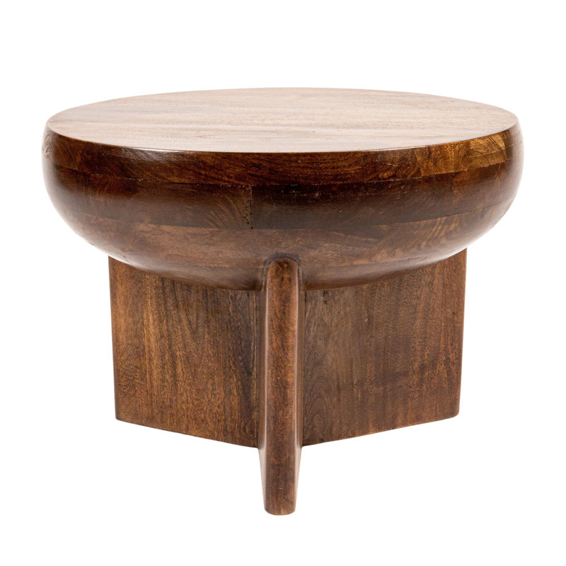 Table de bout semi-sphérique en bois de manguier avec pieds solides