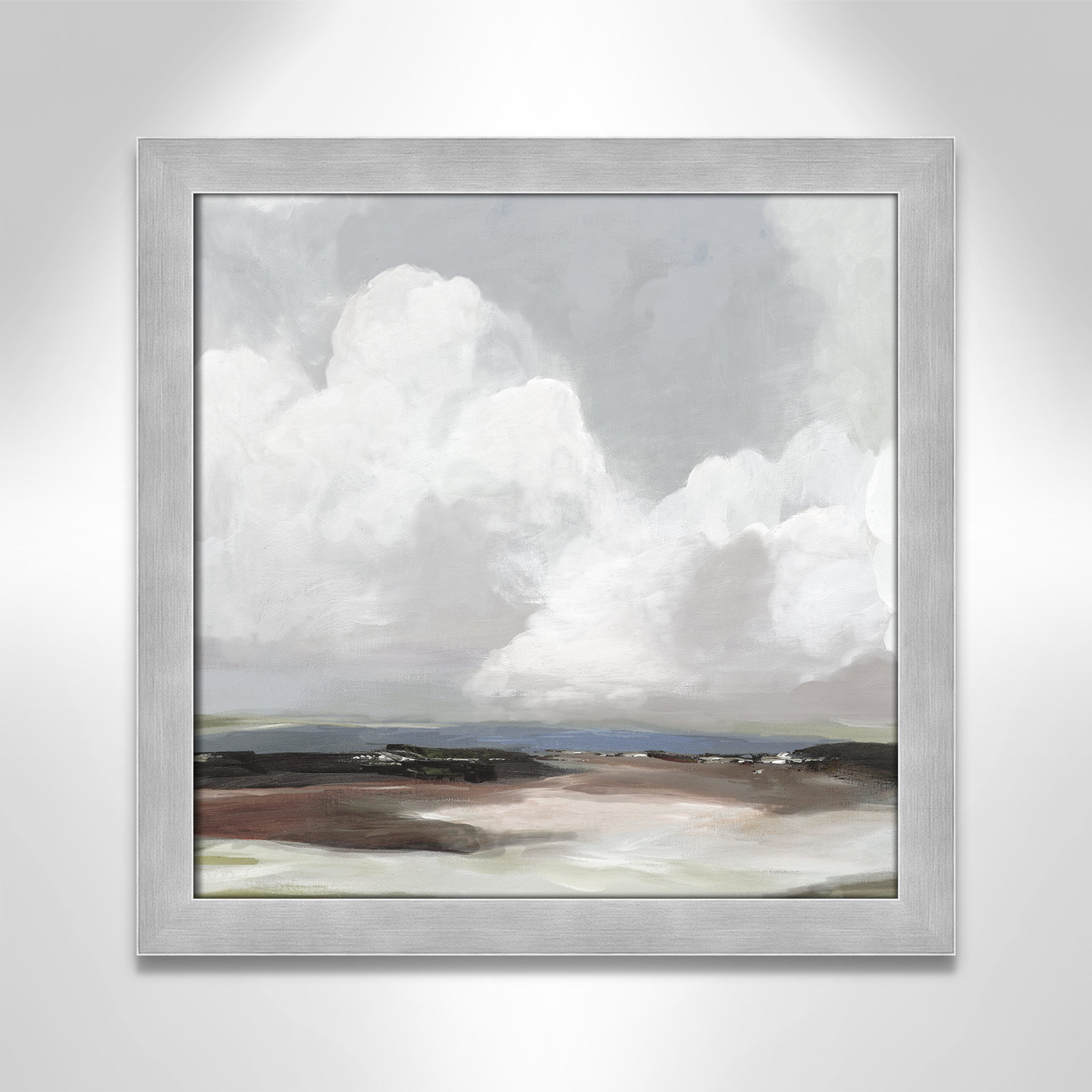 Avron "Morning Air" Painting, 18" H x 18" W x 1.12" D, Matte Silver Framed