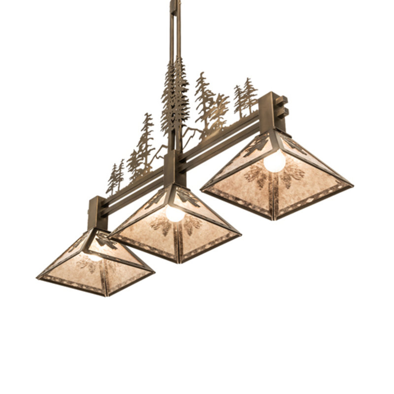 Luminaire suspendu pour table de billard en cuivre antique à 3 lumières Jaecion