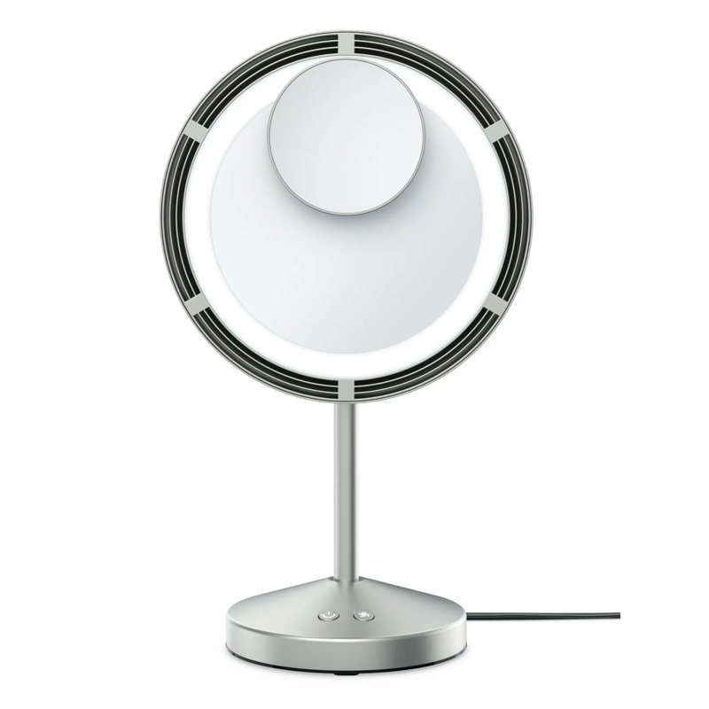 Conair Brushed Satin Nickel Lighted Fan Mirror | 1x & 10x Magnification
