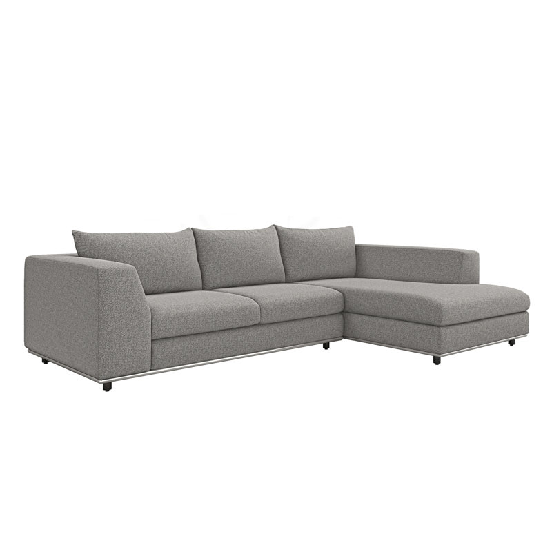 Comodo Chaise Sectional, Right Hand Facing, Walnut, Cameo 100% Polyester