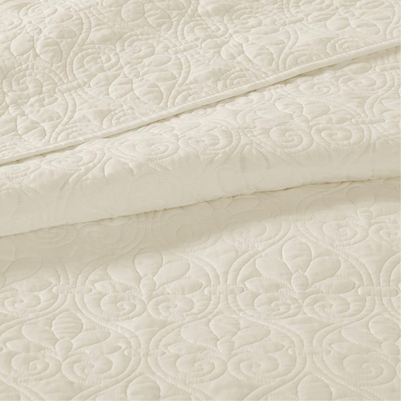 Ensemble de courtepointe réversible, Crème, Simple TG + 2 pièces supplémentaires