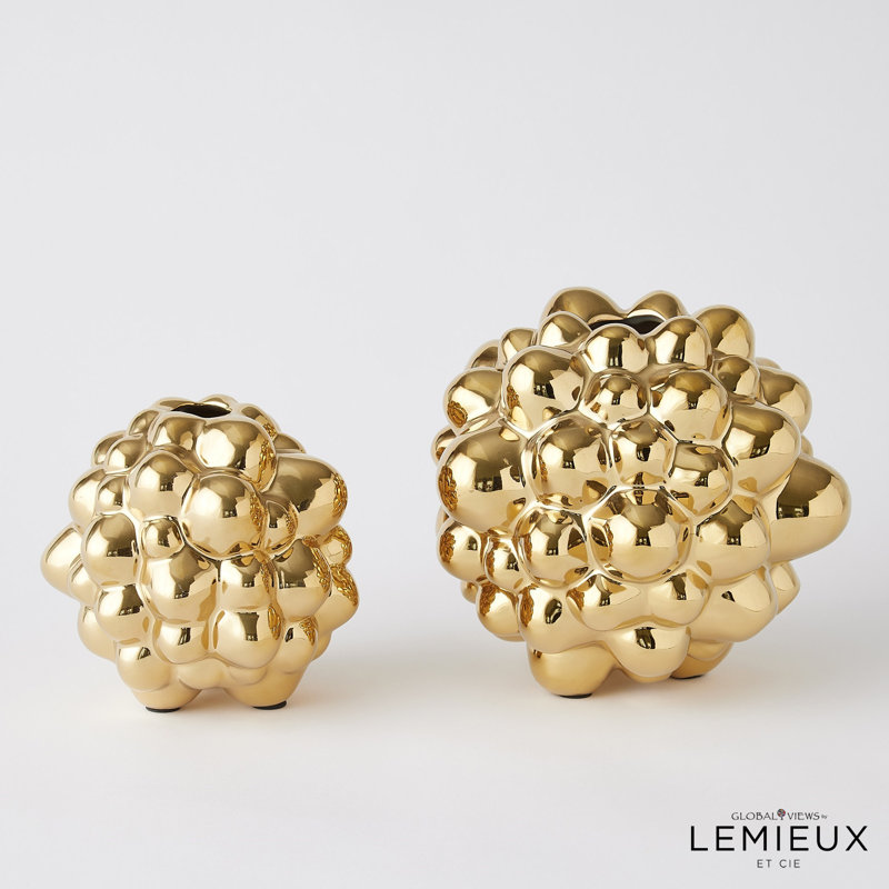 Bubble Vase, Bright Gold, 5.25" H x 5.25" W x 5.25" D