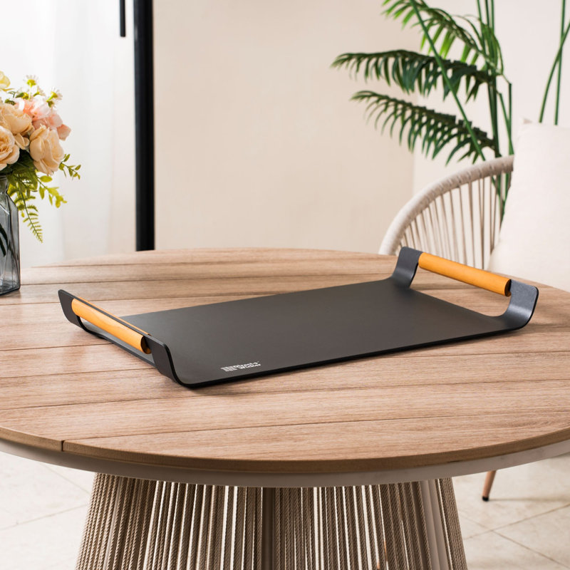 MIMO Aluminium Serving Tray with Teak Handles