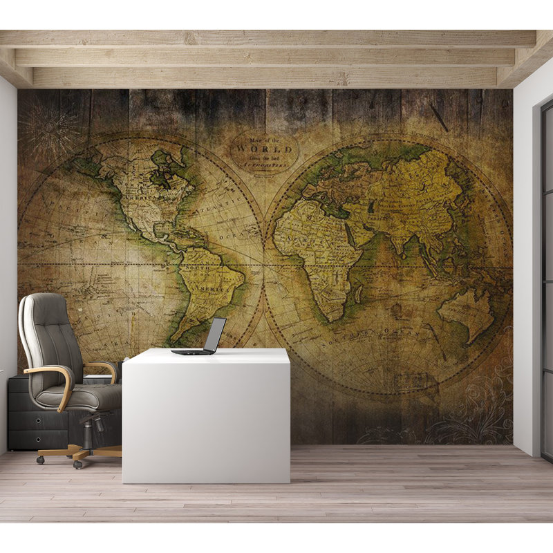 Murale carte pelez et collez - À la recherche du vieux monde, L 154 po x L 110 po