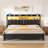 Storage Upholstered PU Headboard With LED Lights & Charging Station-20747464-20747469