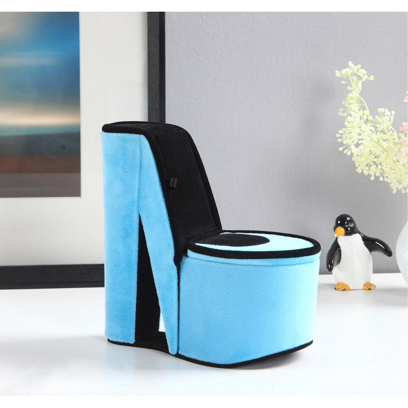 Boîte à bijoux 9 po avec rangement caché, conception de chaussures à talons hauts, velours turquoise, Turquoise