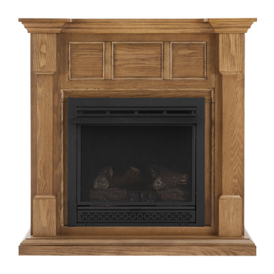 38.5 in. Dual Fuel Platinum Oak Vent Free Fireplace System 26,000 BTU