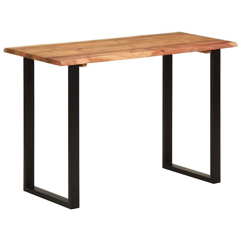 Table de salle à manger Adriahna vidaXL, plateau de table à bords naturels avec pieds en acier thermolaqué, table de bistro de style rustique pour la salle à manger, cuisine, bois d'acacia massif