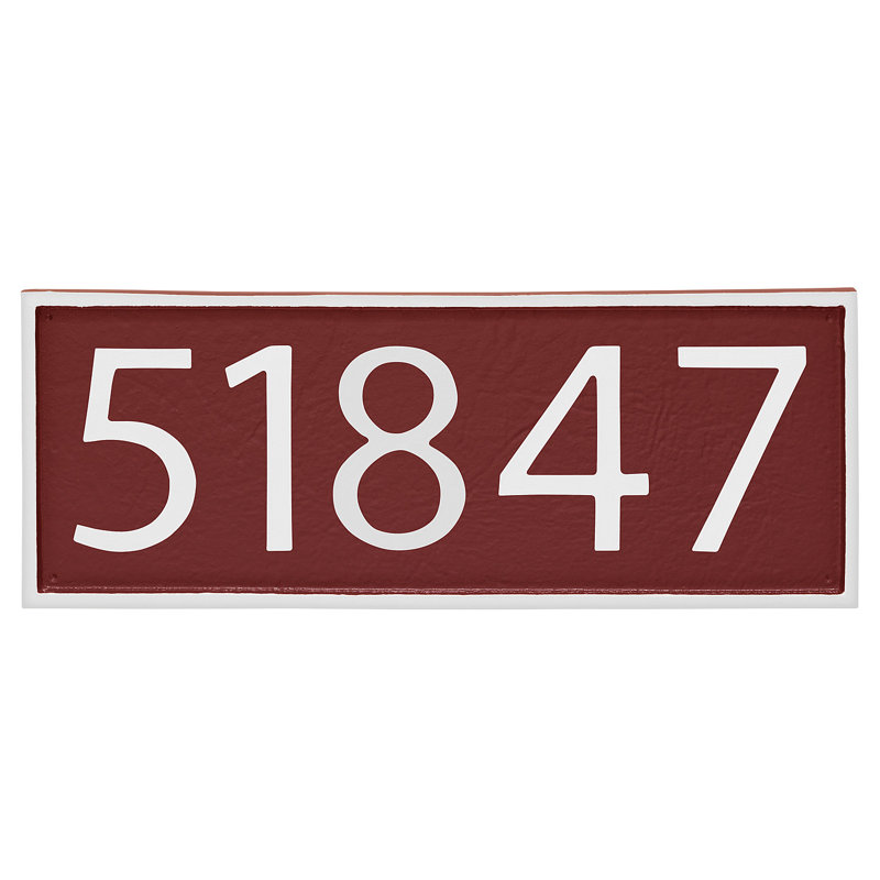 Plaque d’adresse murale sur 1 ligne, Blanc, Rouge