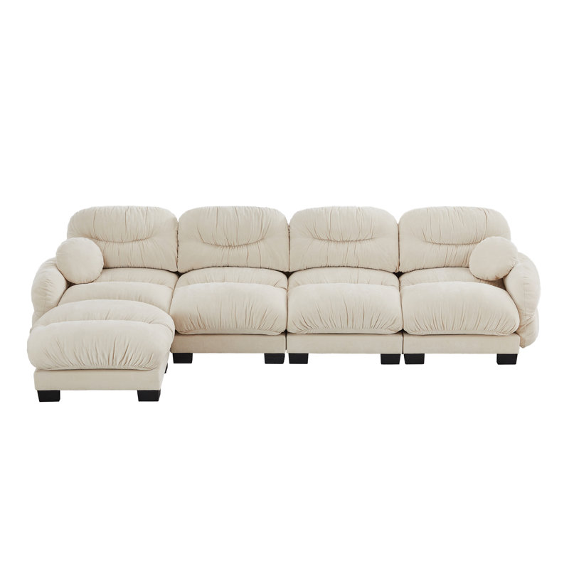 Canapé modulaire confortable en chenille désossé, 4 places, modulaire moderne pour la maison
