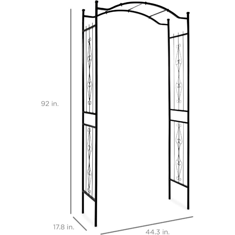 Black Metal Garden Arch Arbor Trellis for Climbing Plants