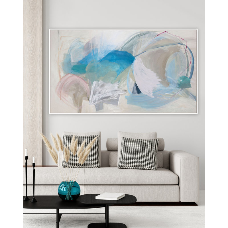 «Circus III» par Katie Ré Scheidt, Cadre flottant blanc, H 35,25 po x l 61,25 po