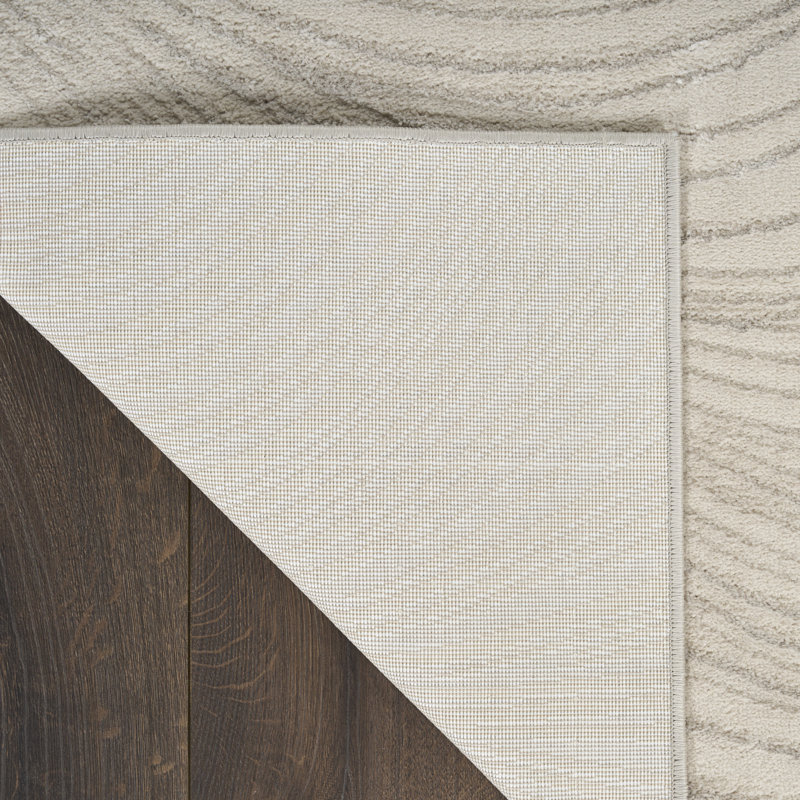 Central Park West Power Loom Polyester Abstract Area Rug in Ivory/Cream, Beige, Runner 2' x 6'