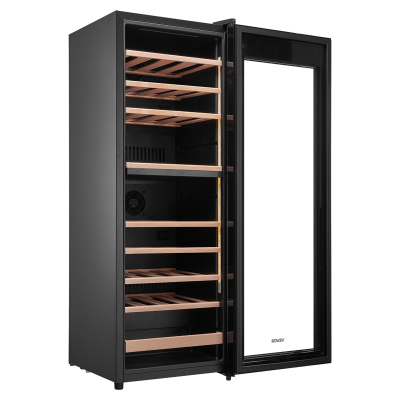 Réfrigérateur à vin pour 42 bouteilles, réfrigérateur à vin autoportant, refroidisseur à deux zones, mini cellier à température réglable de 41 65 à 65 ℉, porte en verre, pour bar de bureau à domicile, champagne blanc rouge ou vins mousseux