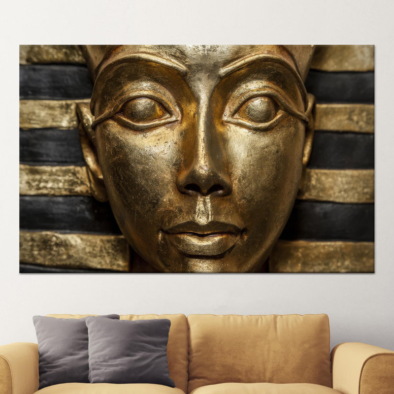 Elegant Egyptian Canvas Print - Pharaoh Wall Decor Art,1P BlackFramedCanvas, H: 19.8 x W:27.6 inches