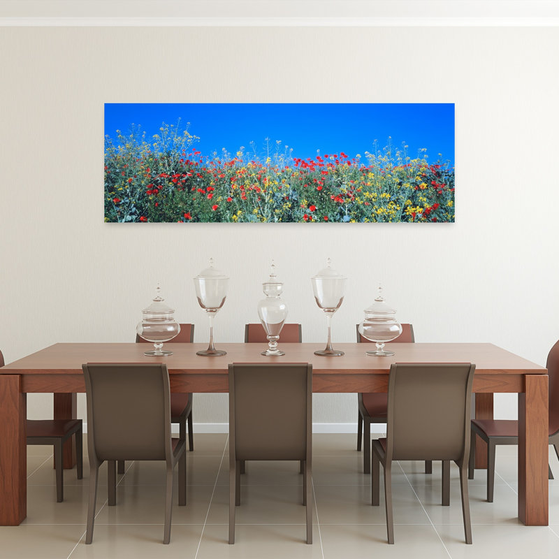 Paysage de coquelicots Tableland N Allemagne abstrait contemporain fleur de coquelicot, art mural, H 20 po x l 60 po