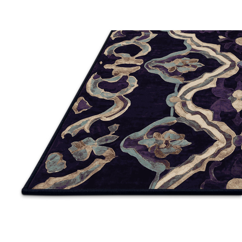Tapis mauve soyeux et moelleux, Rectangulaire 3 pi x 5 pi