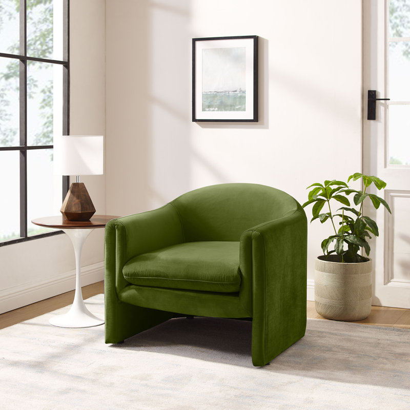 Sephine 31.2" Upholstered Nordic-style Accent Chair, Olive Green Velvet