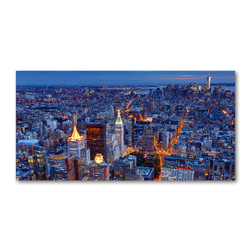 Manhattan By Night - Wrapped Canvas Print