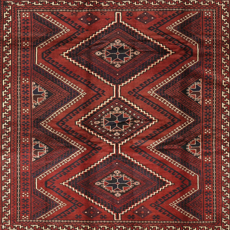 Tapis rouge / brun Southwestern, Carré 6 pi