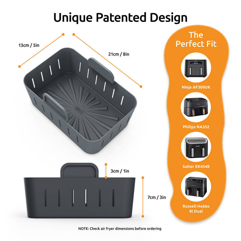 Wafe Air Fryer Liner Dual, Orange/Black