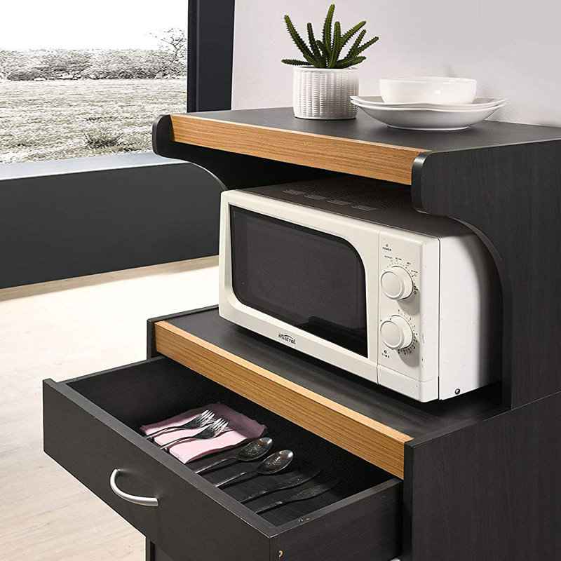 46'' H x 24'' W Kitchen Cart, Black/Beech