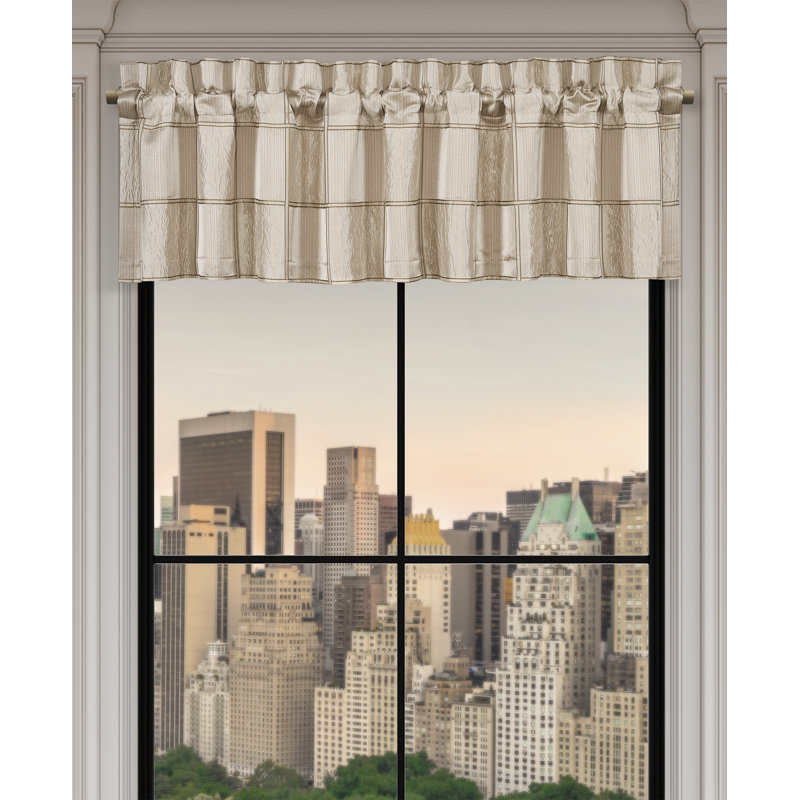 Flax Satin Geometric Block Rod Pocket Valance