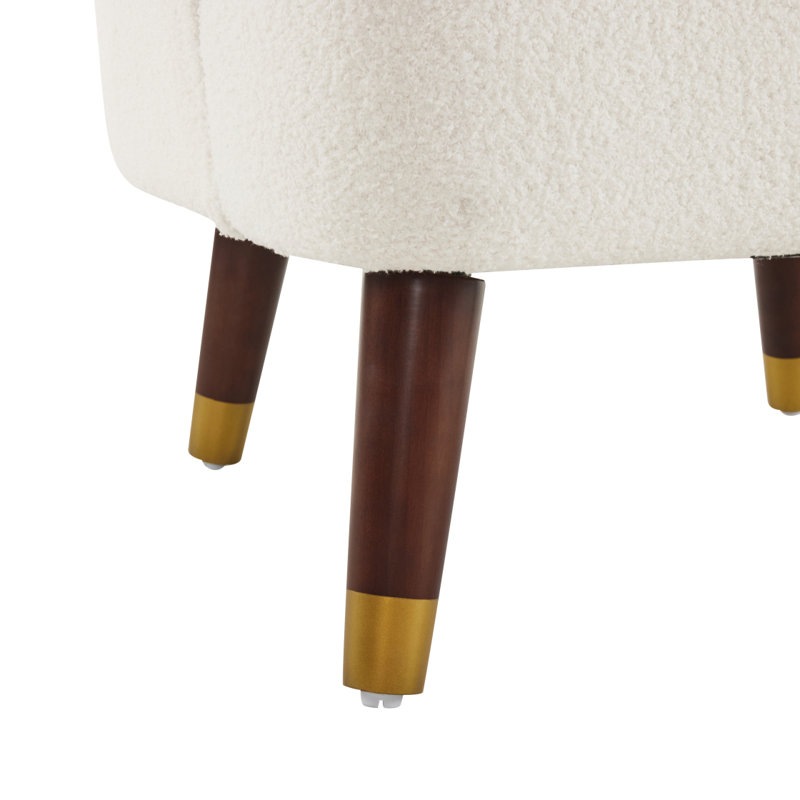 Fauteuil d'appoint rembourré avec pieds en bois, Boucle blanc