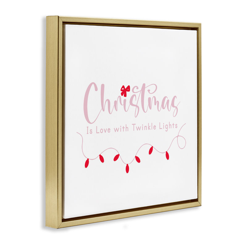 Cadre flottant Christmas Is Love with Lights, design par Lauren Rader, H 18 po x l 18 po, Cadre flottant métallique doré