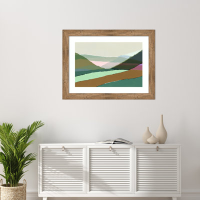 «Layered Mountains and Valleyys I» par Cartissi, reproduction d'art encadrée sur bois