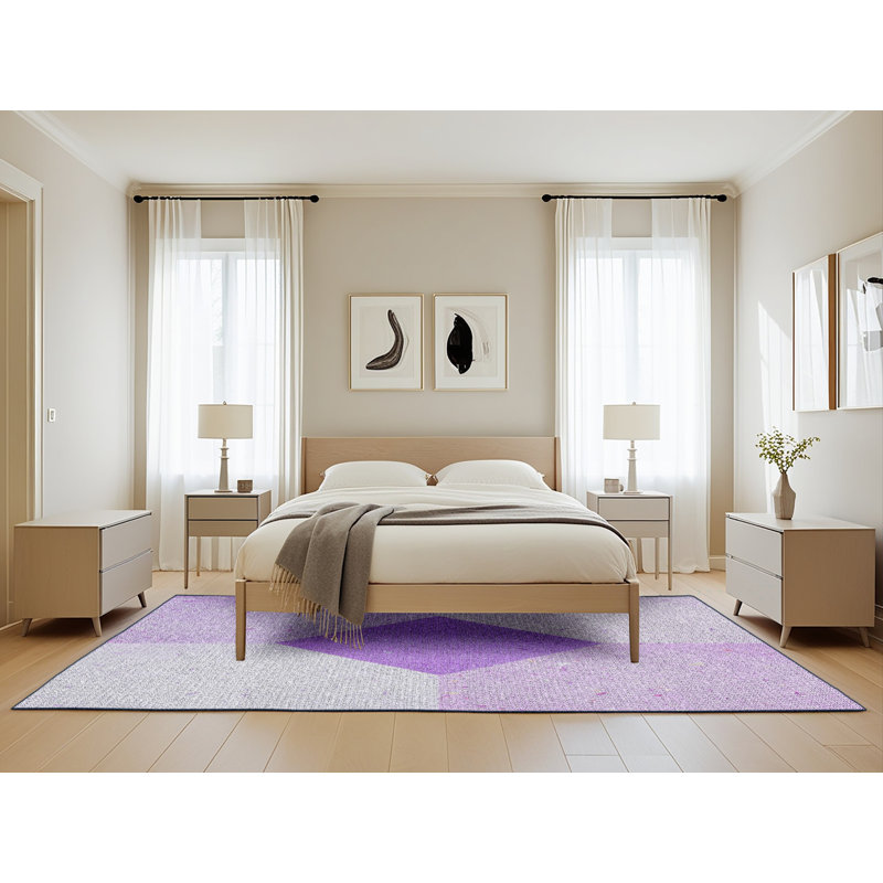 Tapis mauve à métier motorisée, Rectangle 5 pi x 8 pi
