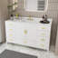 Meuble-lavabo moderne avec comptoir en quartz blanc de Carrare-496538688-496538719