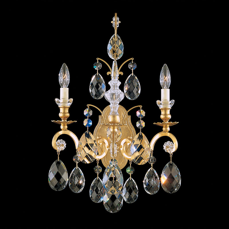 Renaissance 2 - Light Candle Wall Light, Heirloom Gold, Handcut Clear