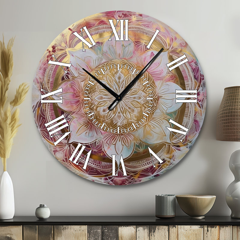 Horloge murale Rose Gold Mandala II - Boho Mandala, Grand