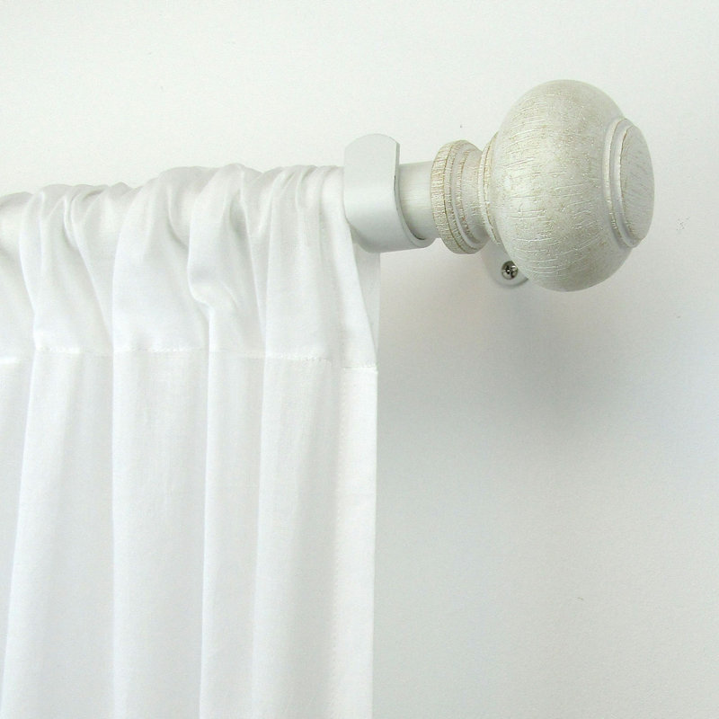 Tringle à rideau ajustable Samir Rustic, Blanc, 86 po - 120 po