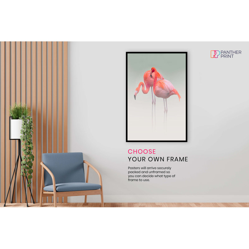 Panther Print Fine Art Prints Red & Pink Flamingo Couples Artistic Unframed Poster, Pictures for Home Walls, Bedroom, Living Room & Bathroom Decor 1 Piece Wall Art