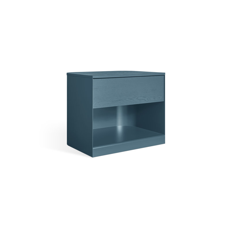 Space Blue Metal and Wood Nightstand