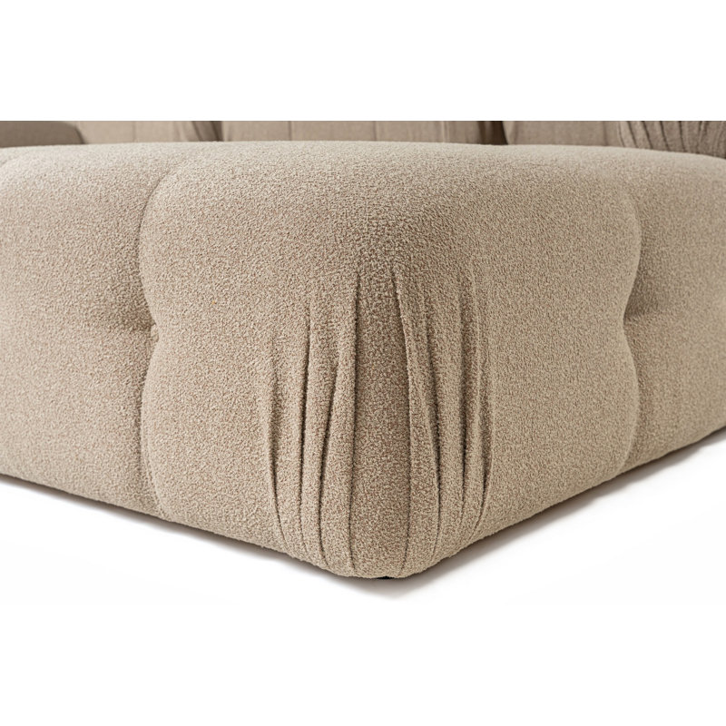 Pouf élégant avec structure en bois de hêtre, 39,4 x 39,4 x 17,7 pouces | Tissu 100% polyester, nettoyage à sec | Mousse souple 28 pouces pour plus de confort, conception à coussins fixes, pieds en plastique noir | Couleur pêche élégante pour les espaces de vie modernes