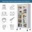 Armoire de rangement de cuisine, armoire de rangement en métal à 6 niveaux avec porte transparente
