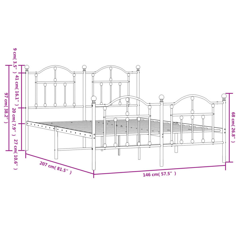 Aquinas Bed, Black, European Double (140 x 200cm)