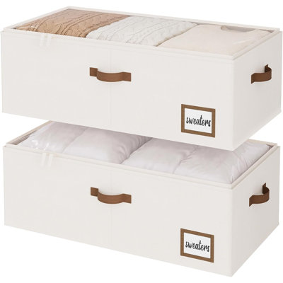 Contenants de rangement sous le lit de 10 po de hauteur avec couvercle transparent, structure anti-affaissement renforcée, organisateur empilable pliable avec poignées et porte-étiquette pour couvertures à vêtements