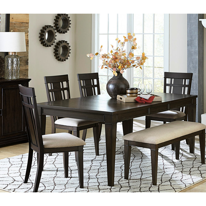 Beige Fabric Upholstered 48-inch Bench In Dark Brown For Dining Room Furniture 48" With Soft Seat