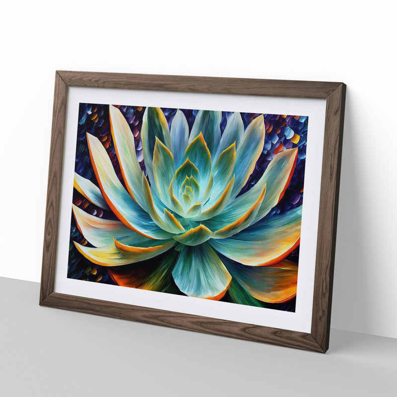 Succulent Plant Painting Vol.2 Abstract - Framed Print, 25cm H x 34cm W x 2cm D, Walnut Framed