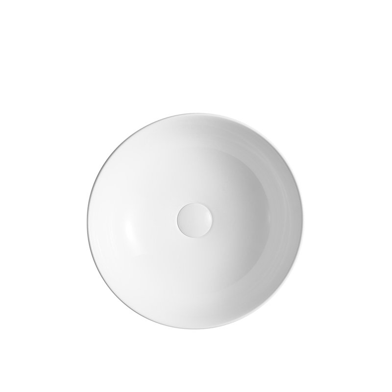 Bluesofa 16'' White Ceramic Circular Bathroom Sink