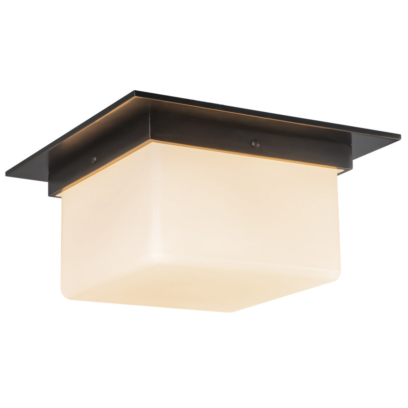 Mineral 11-in Brass Flush Mount, Oil Rubbed Bronze, Opal Glass
