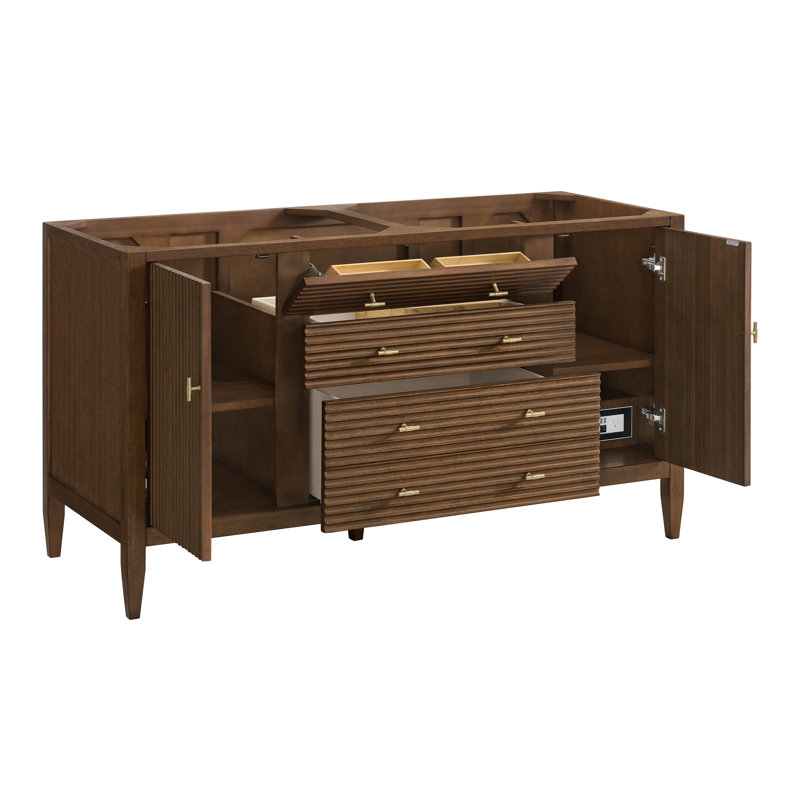 Myrrin 60'' W Double Bathroom Vanity Base, Brown