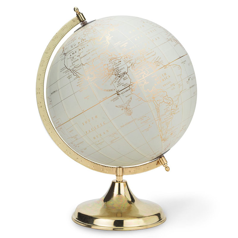 Tabletop Globe, 15" H x 12" W x 12" D, Ivory