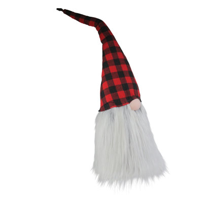 28" Red and Black Buffalo Plaid Christmas Tabletop Gnome